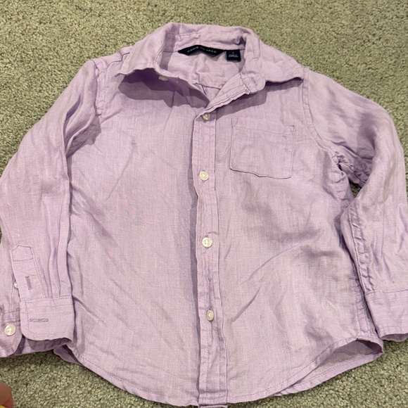 Janie and Jack Linen Lavender Button-Down Shirt - Picture 5 of 5